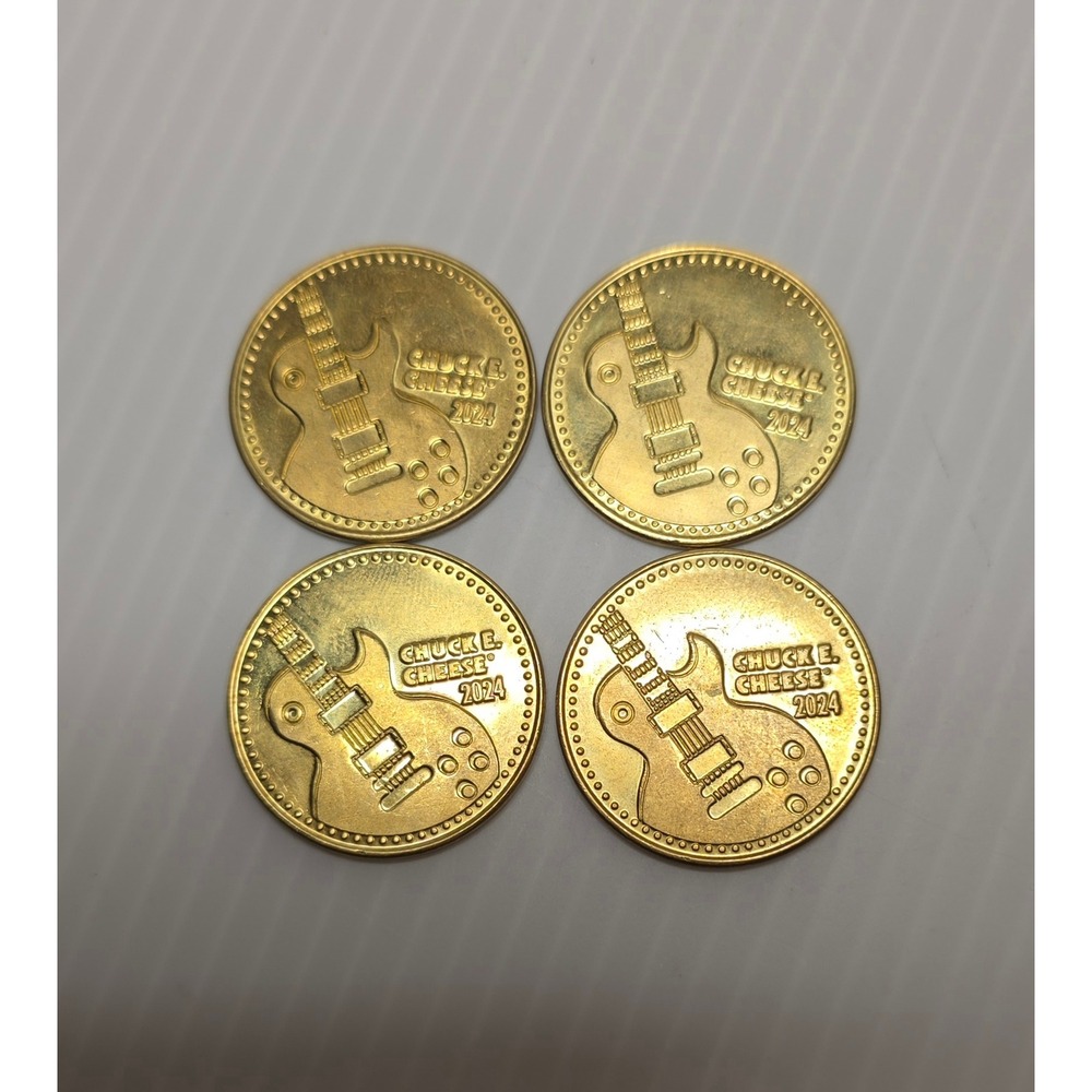 Chuck E Cheese Rocks Arcade Tokens‎ 2024 Guitar Design Lot of 4